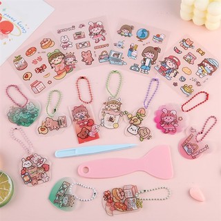 Đồ chơi tự làm móc khoá sticker kèm kẹp gắp