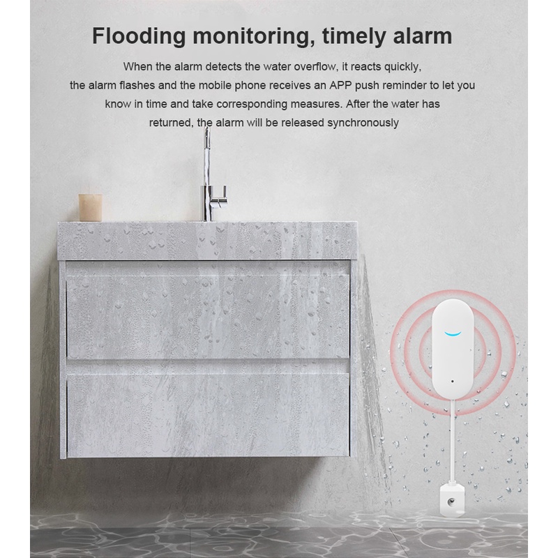 Thiết bị báo động rò rỉ AUBESS phát hiện báo động lũ/ tràn nước từ xa cho nhà thông minh và hoạt động với tuya