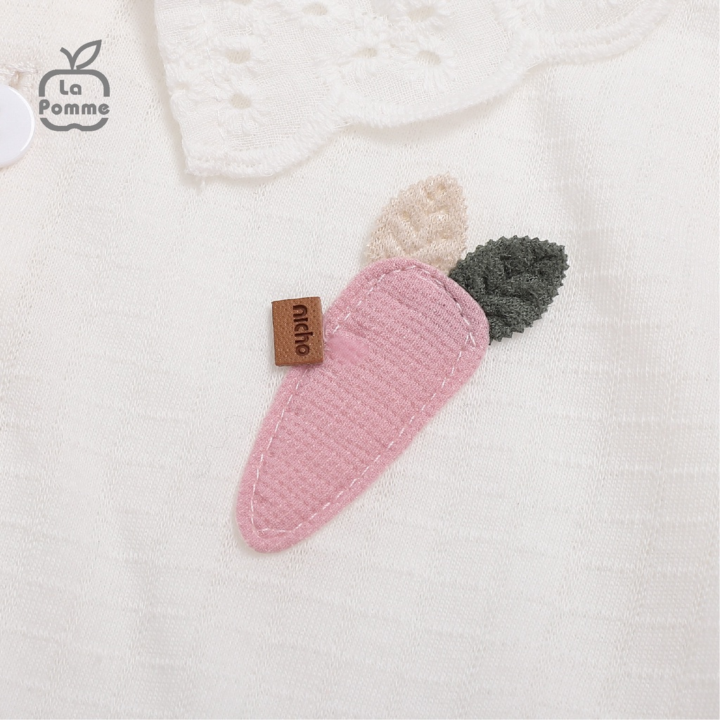 Bộ cộc tay La Pomme polo cổ ren - Trắng