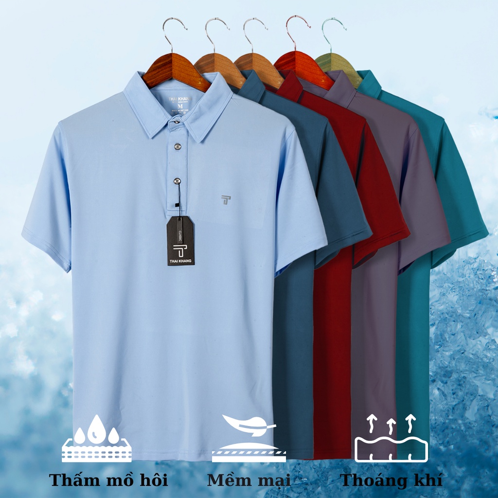 Áo thun nam trung niên Thái Khang vải thun lạnh mặc siêu mát Athun38
