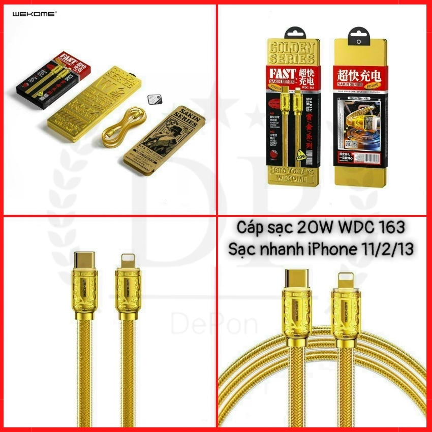 Cáp Sạc Nhanh 6A Tốc Độ 20W Wekome Dùng Cho Iphone Samsung Tip C