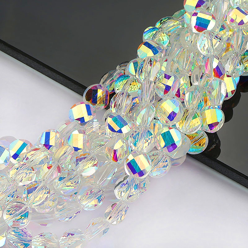 Set 100 Hạt Pha Lê Tròn Dẹt Sáng Bóng 6mm Làm Trang Sức Thời Trang