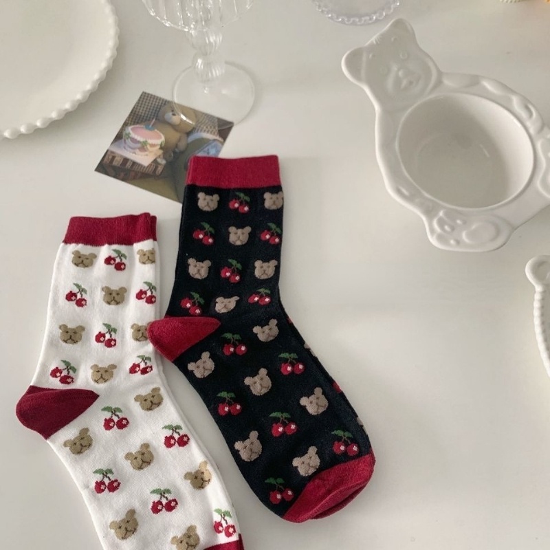 Vớ Cotton Cổ Cao In Họa Tiết Hoạt Hình Phong Cách Nhật Bản Dễ Thương Thời Trang Thu Đông Cho Nữ