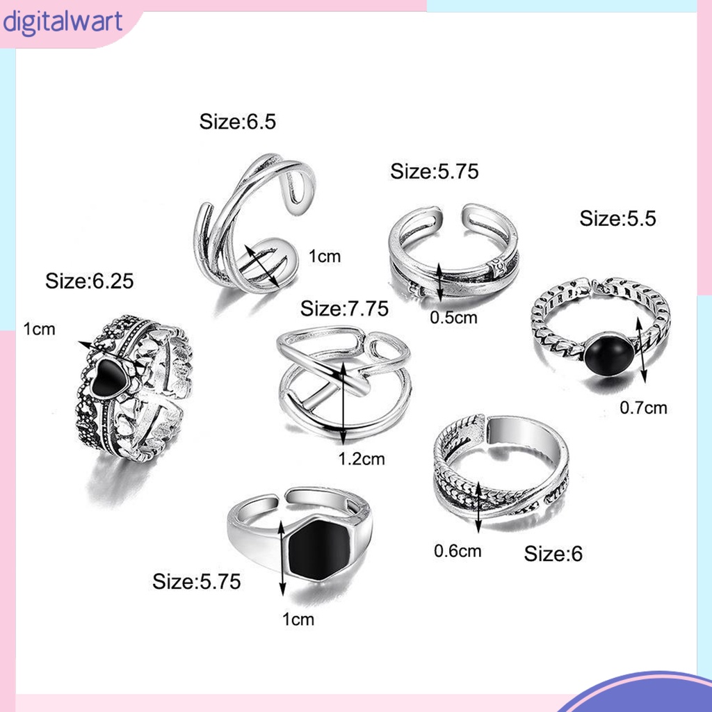 Set 7 Nhẫn Đeo Đốt Ngón Tay Mạ Điện Đính Đá Thời Trang Cho Nữ