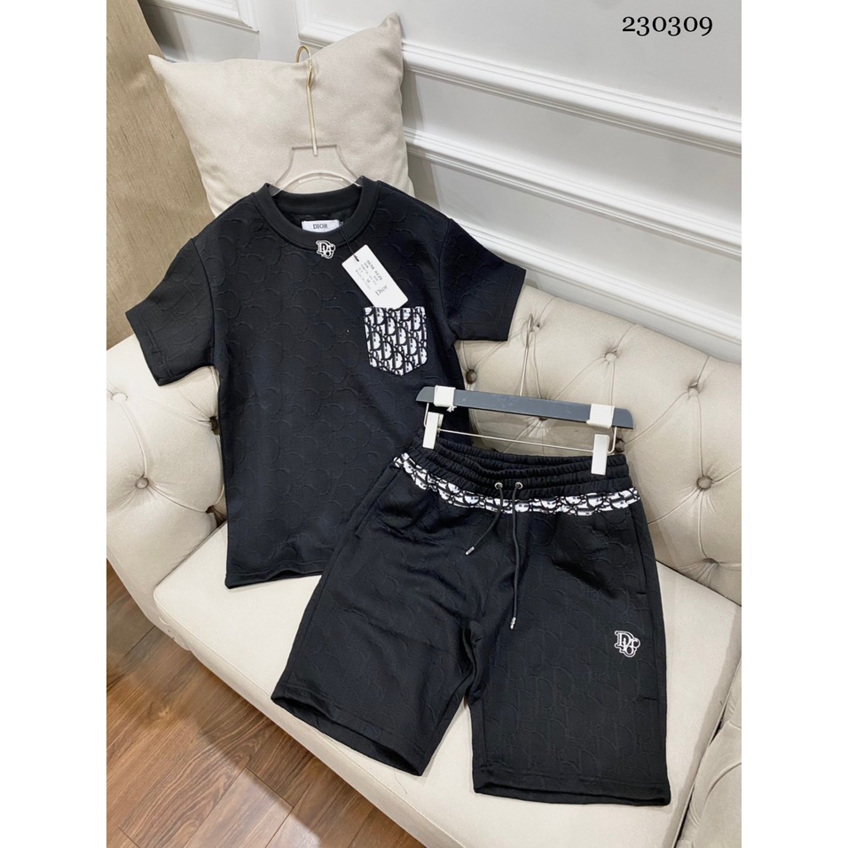 Bộ Quần Áo DI Ô Nam Vân Chữ Nổi Cao Cấp - Bộ DI Ô Nam Nữ Thêu Chữ Cực Xịn