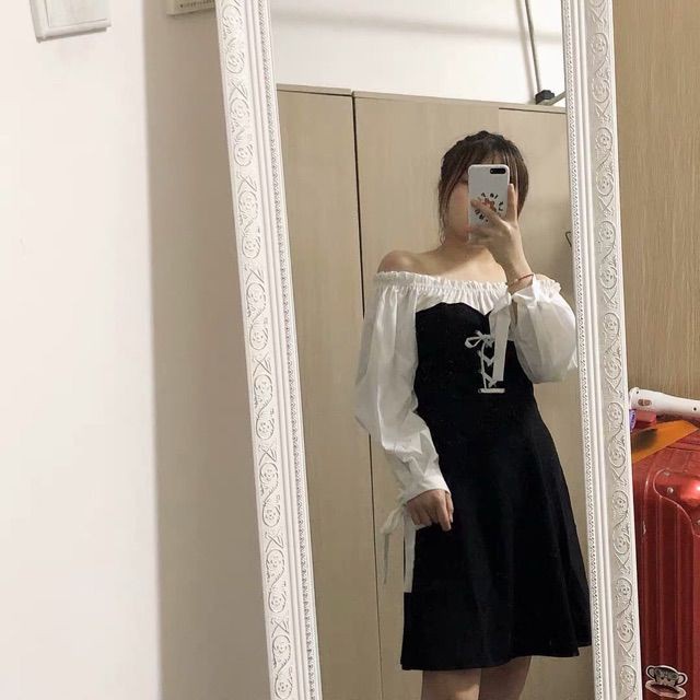 VÁY PHỐI KIỂU TIỂU THƯ DÀI TAY - Hàng Quảng Châu