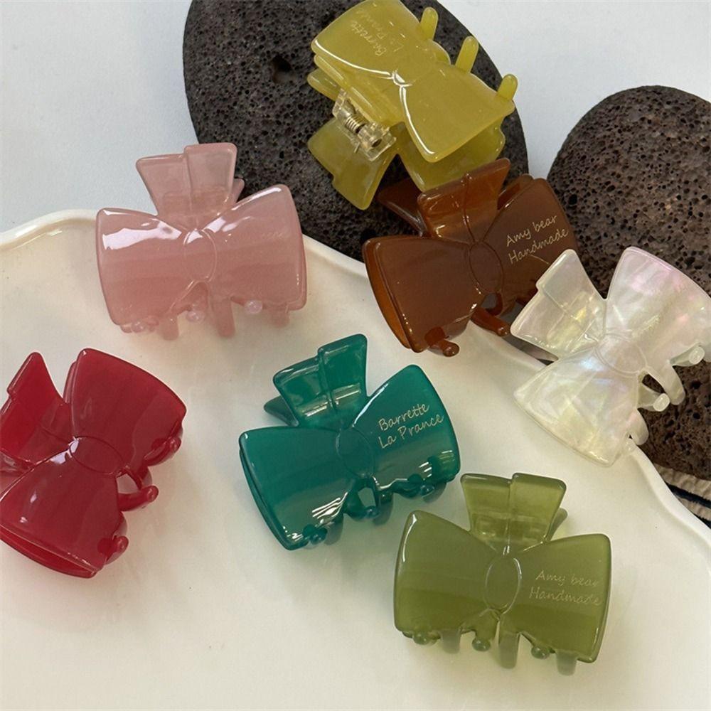 Kẹp Tóc Hình Nơ / Cá Mập Màu Thạch Acetic Acid WMES15H Thời Trang Hàn Quốc Dành Cho Bạn Nữ