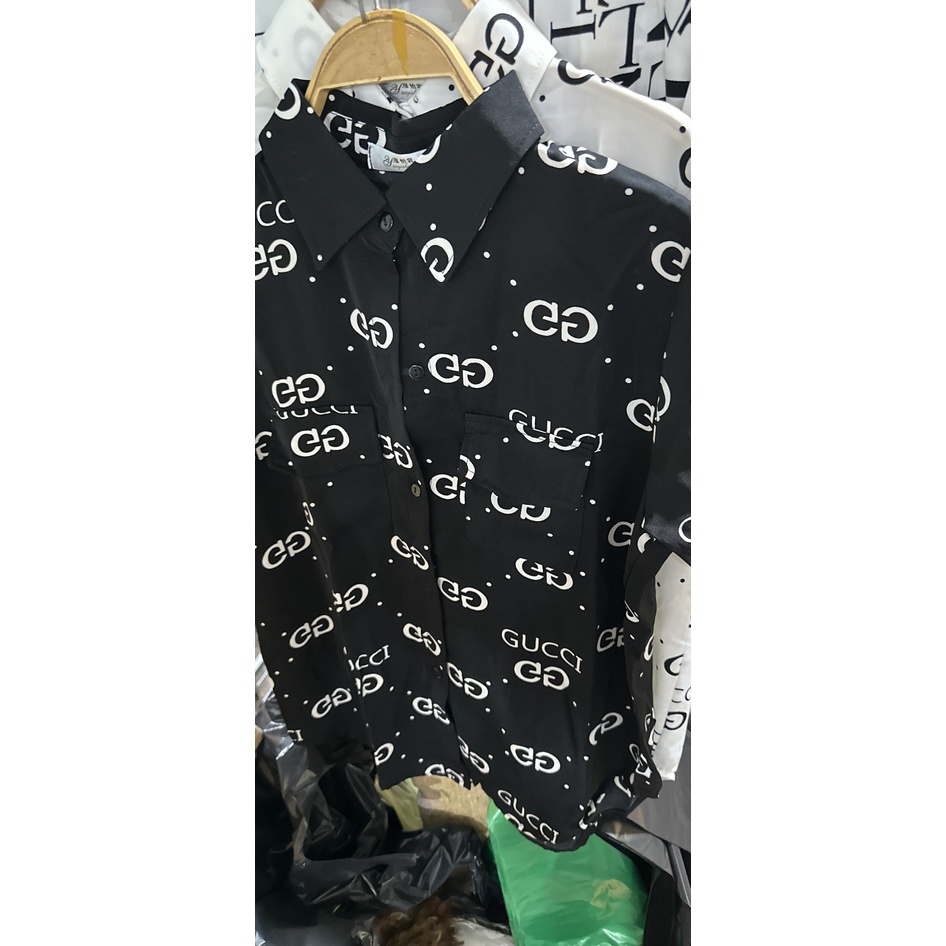 Áo sơ mi nữ ngắn tay chất lụa nhiều hình cá tính