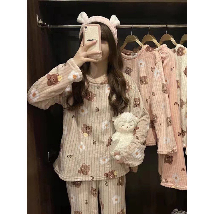 Bộ bông dài tay cho nữ , bộ mặc nhà bông Q.C siêu xinh