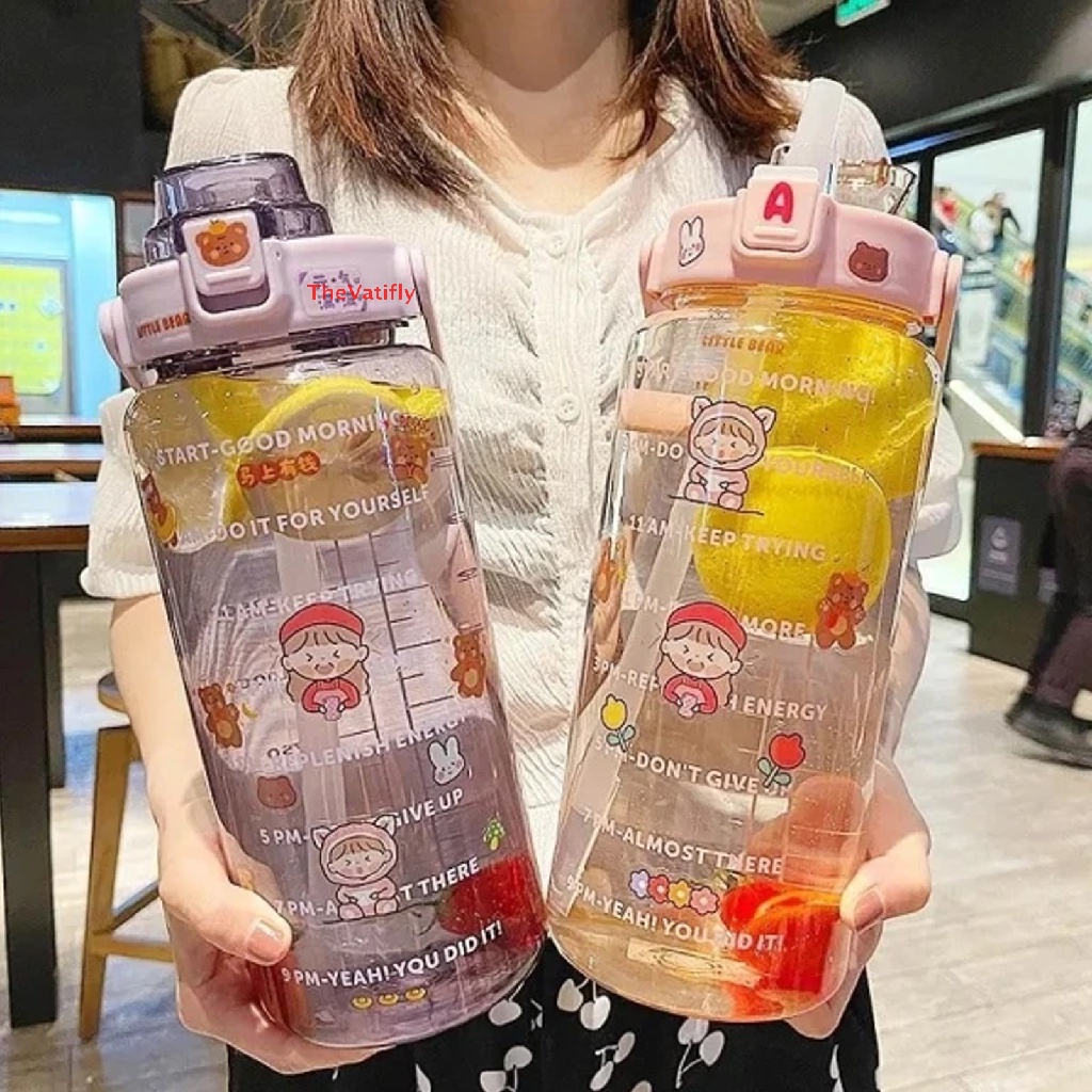 Bình Nước Thể Thao 2 Lít Có Ống Hút Tiện Dụng Cho Nữ