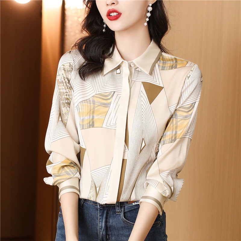 Áo Sơ Mi Lụa Mulberry Cao Cấp Tay Dài Kẻ Sọc Nặng Phong Cách Mới Mùa Xuân Cho Nữ FF