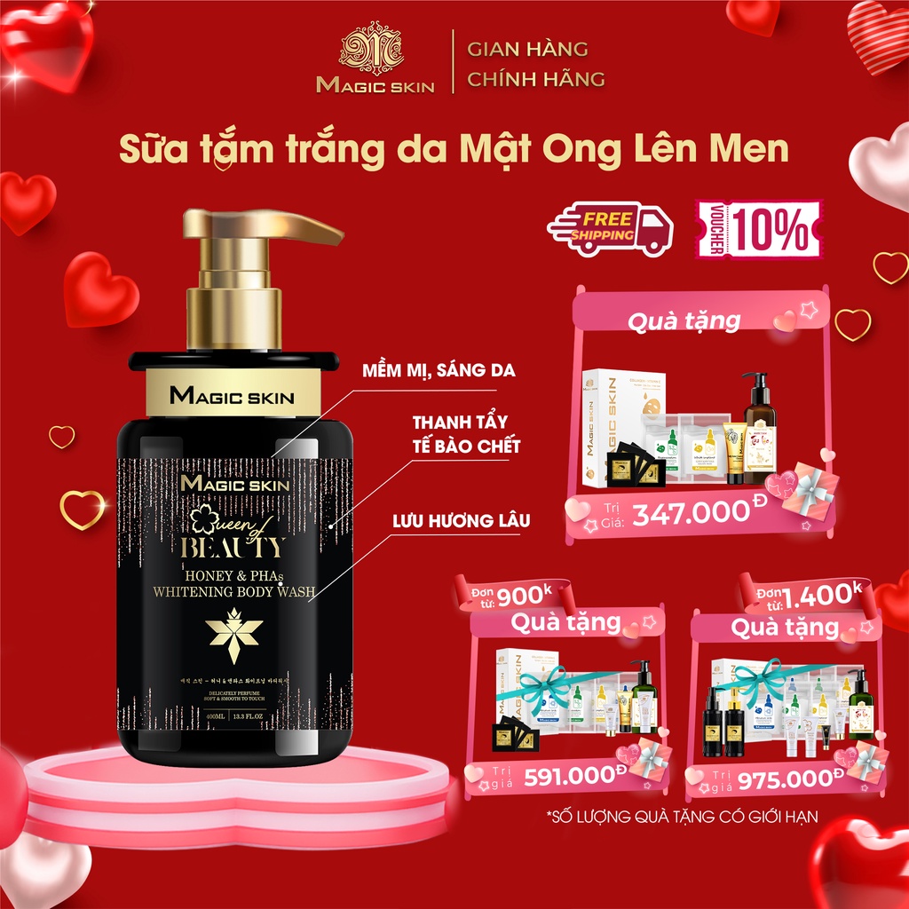 Sữa Tắm Trắng Da Mật Ong Lên Men Magic Skin Honey & Phas Whitening Body Wash 350ML