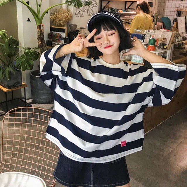 Áo thun thu đông dài tay kẻ sọc ulzzang