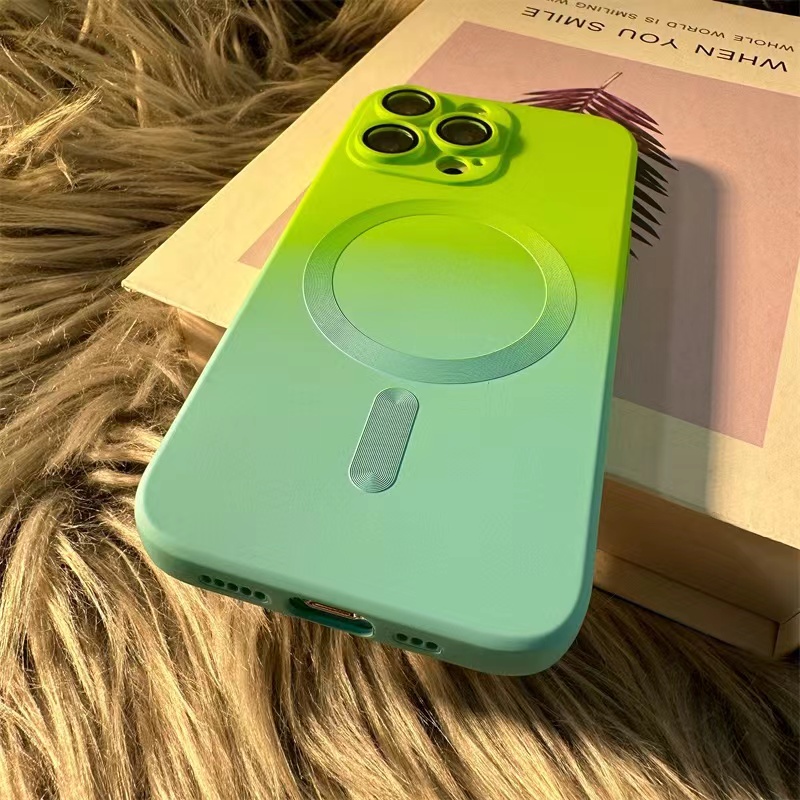 【Green+Cyan color】Ôp Điện Thoại Silicon Dẻo Màu gradient Thời Trang Cho compatible for iphone 14 pro max 13 pro max 12 pro max 11 pro max case