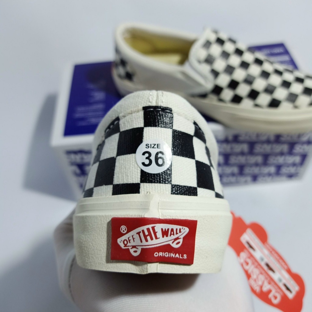 Giày lười slip on Vans caro - Giày thể thao nam nữ Vans caro lười vải canvas hàng 11 Full Box | BigBuy360 - bigbuy360.vn