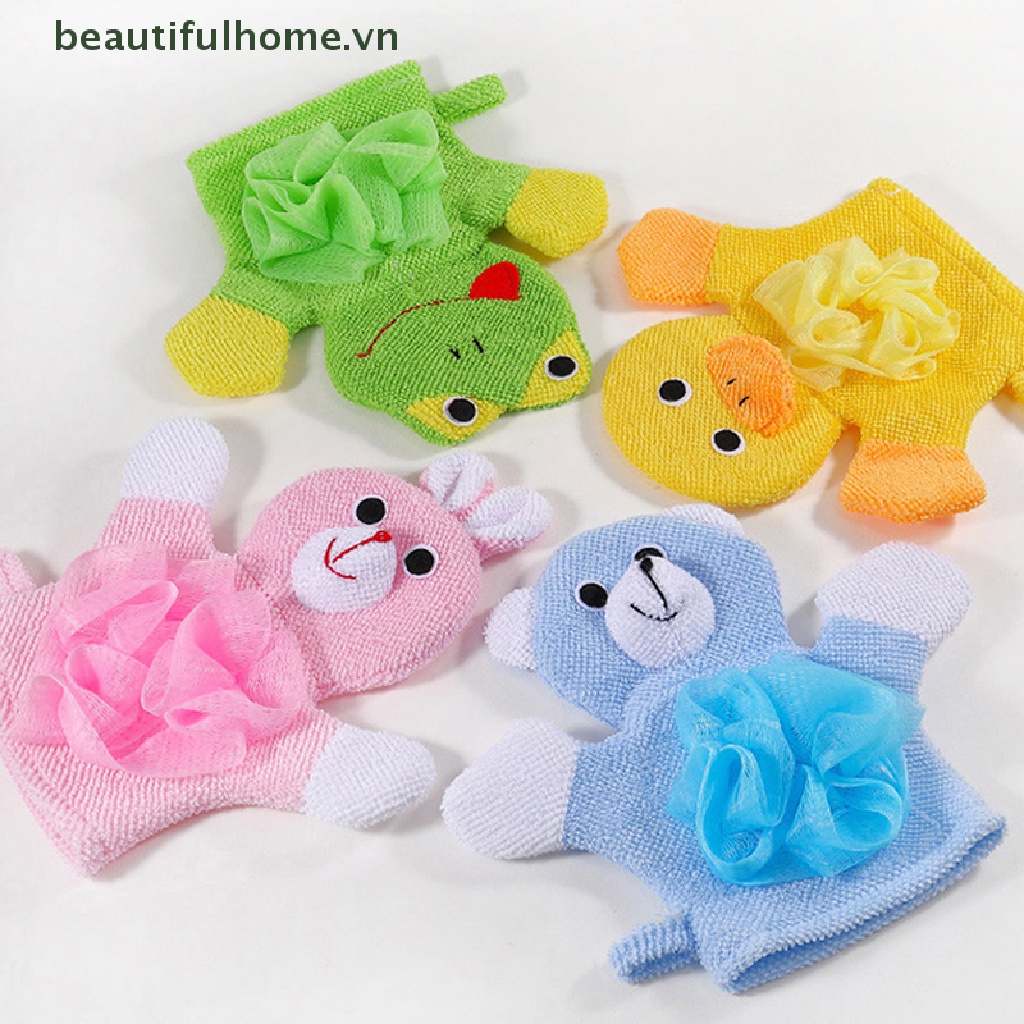 Găng tay đi tắm / Rửa Mặt Bằng cotton Hình Động Vật Cho Bé