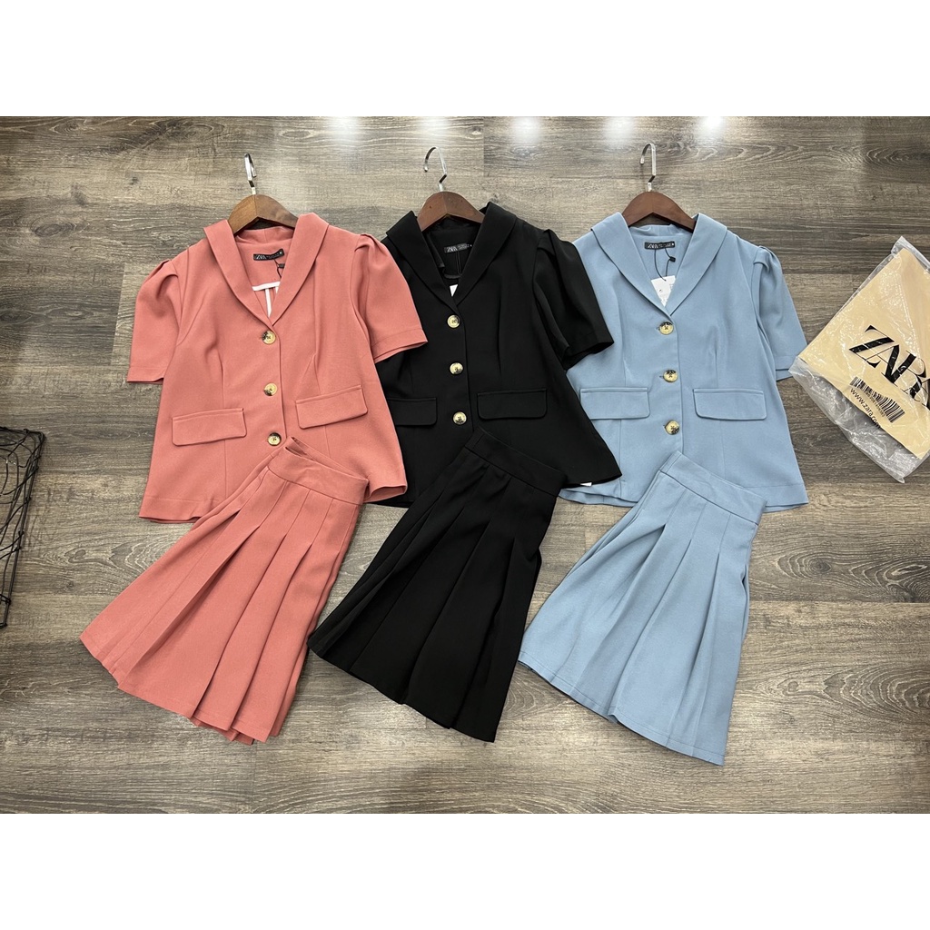 Set vest Za.ra hàng xuất dư xịn, chất vải xịn mịn, lên dáng trẻ đẹp sang chảnh, váy có quần trong, 3 tông màu chuẩn.