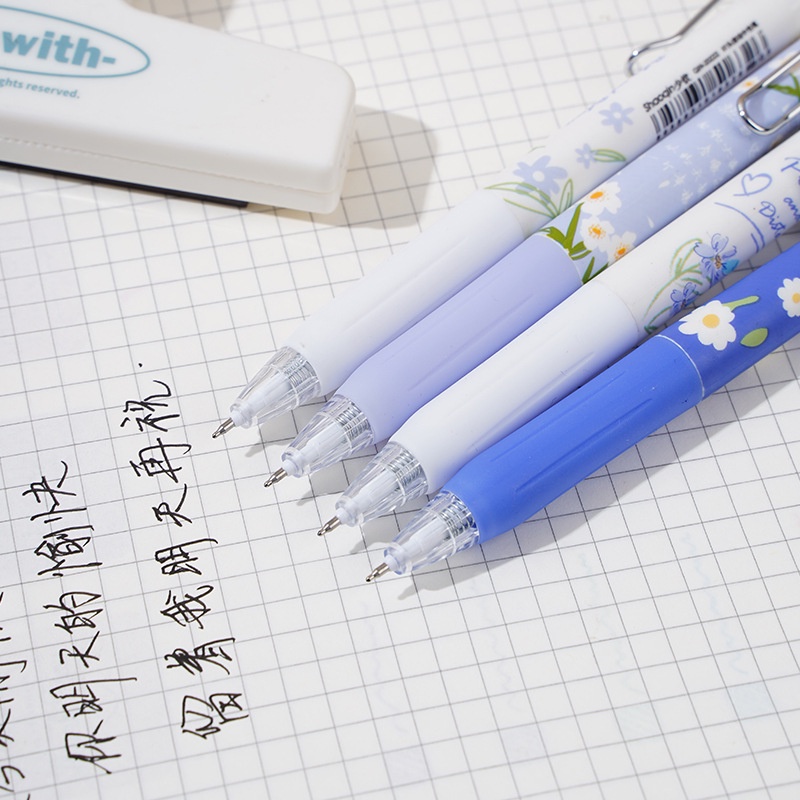 4 Chiếc Bút Bi Nước Mực Đen Đầu 0.5Mm