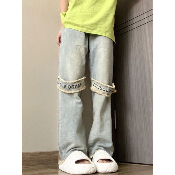 Quần jeans ống đứng nữ phiên bản Hàn Quốc quần ống rộng phù hợp tuổi teen