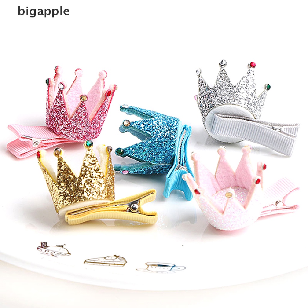 Kẹp Tóc Hình Vương Miện Mini Màu Hồng Lấp Lánh Cho Bé Gái