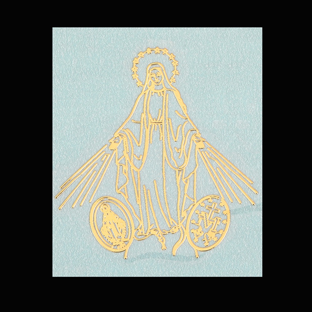 Set 9 Tấm Hình Dán Kim Loại Biểu Tượng Công Giáo St.Michael Sacred Lady Aparecida Guadalupe Carmel