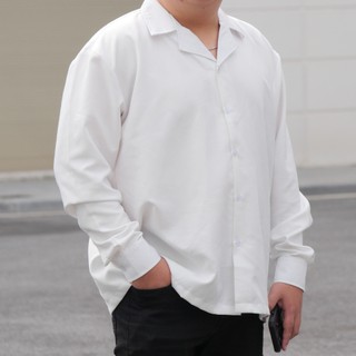 Áo sơ mi dài tay nam nữ cổ vest trơn - kiểu sơ mi tay dài form rộng cổ vest bigsize studio