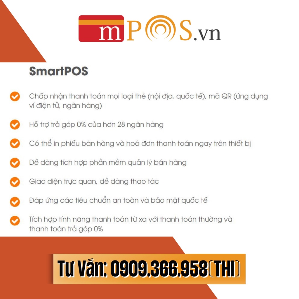 Máy Quẹt Thẻ Thanh Toán Tích Hợp Phần Mềm Quản Lý Bán Hàng Nhà Hàng/Quán Ăn Posapp Smart Pos Pro