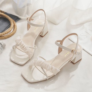 GIÀY SANDAL Size 35-43 CAO GÓT CGS70 NỮ ĐÊ VUÔNG 7P MÀU ĐEN, TRẮNG SANG CHẢNH, QUÝ PHÁI