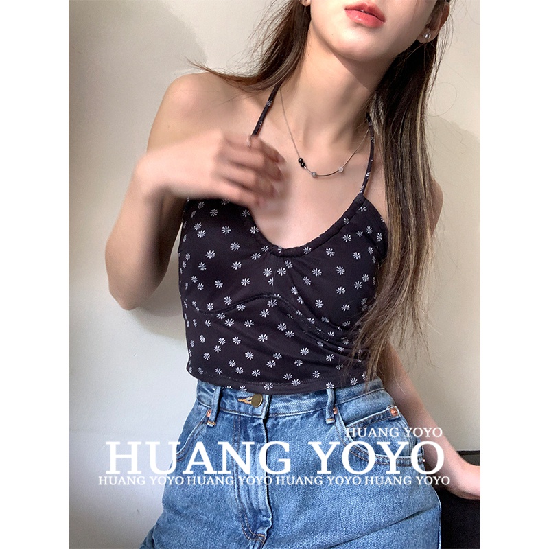 HUANG YOYO Áo croptop Sát Nách Dáng Ngắn Phong Cách Hàn Quốc Thời Trang Quyến Rũ Cho Nữ