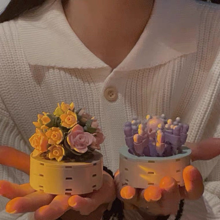 Bộ Đồ Chơi Lắp Ráp Đồ trang trí DIY AnAn Chậu Hoa Sen Đá cây mini cute đáng yêu dễ lắp