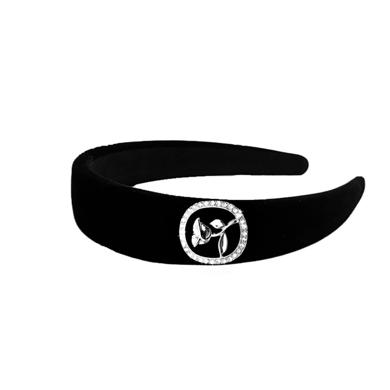 Bờm tóc vải nhung phồng dày đính charm bông hoa viền đá B168