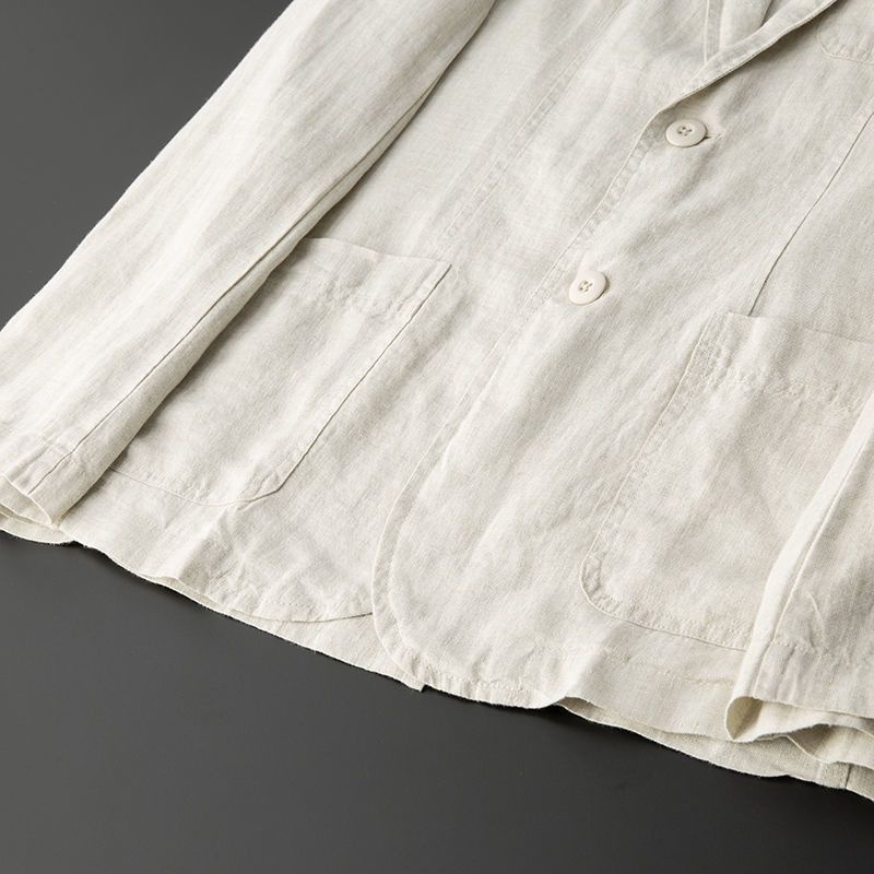 Áo Khoác Vest Vải Lanh Mỏng Màu Sắc Đơn Giản Thoải Mái Thoáng Khí Thời Trang Xuân Thu Cho Nam Giới