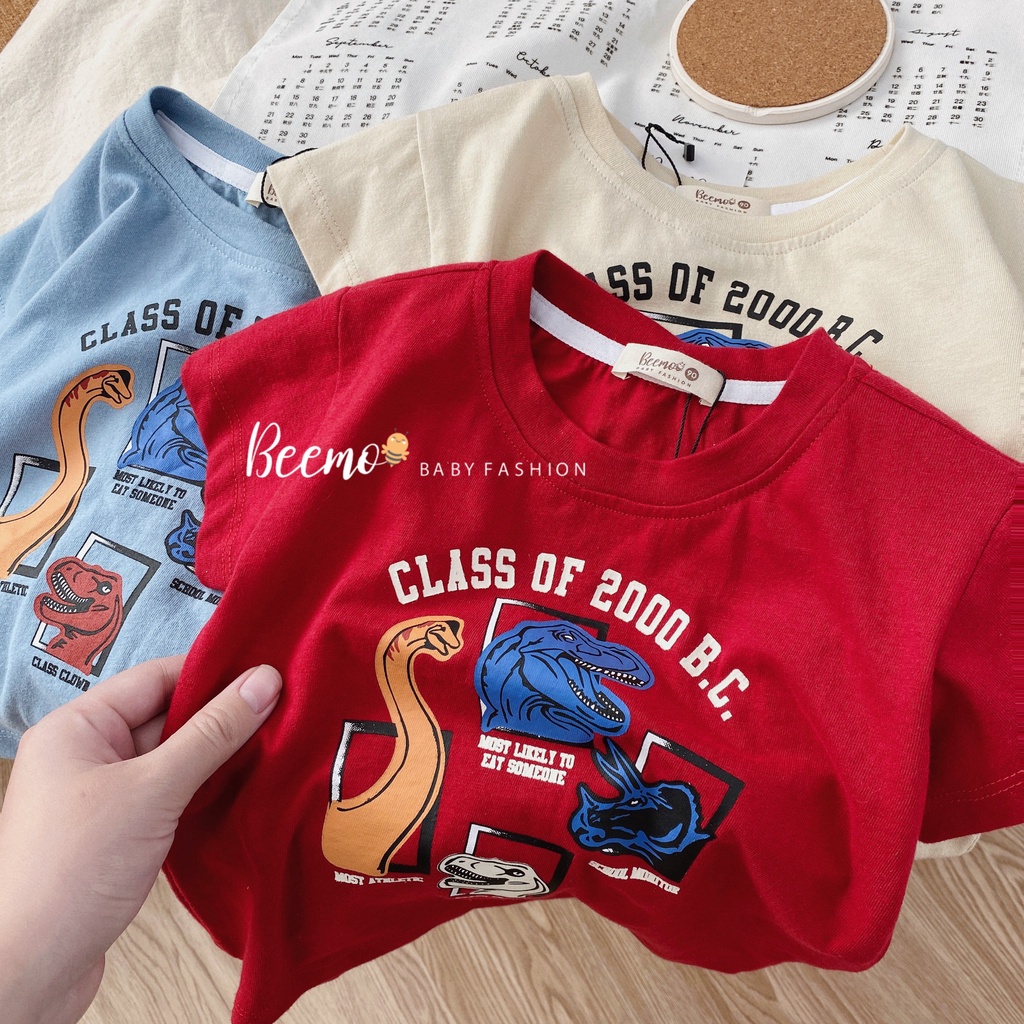 Áo phông cộc tay cho bé, áo thun tay ngắn hoạ tiết khủng long đẹp cho bé trai