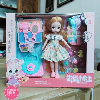 Đồ chơi búp bê Shop Phương linh cho bé gái có túi xách kèm bộ trang điểm 2031B