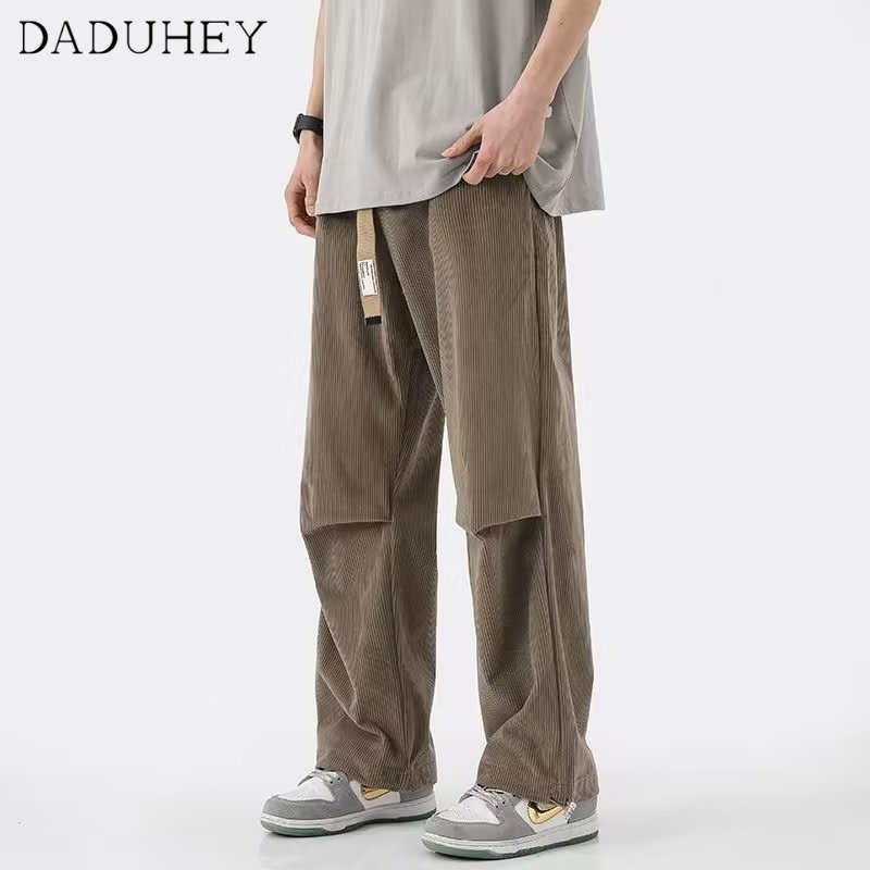 DaDuHey Men's and Women's 2023 New Corduroy Straight Pants Fashion Elastic Drape Casual Pants