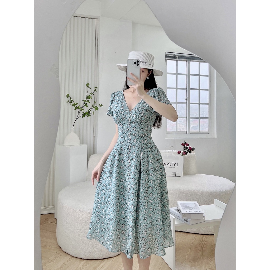 D173 Váy xanh hoa nhí