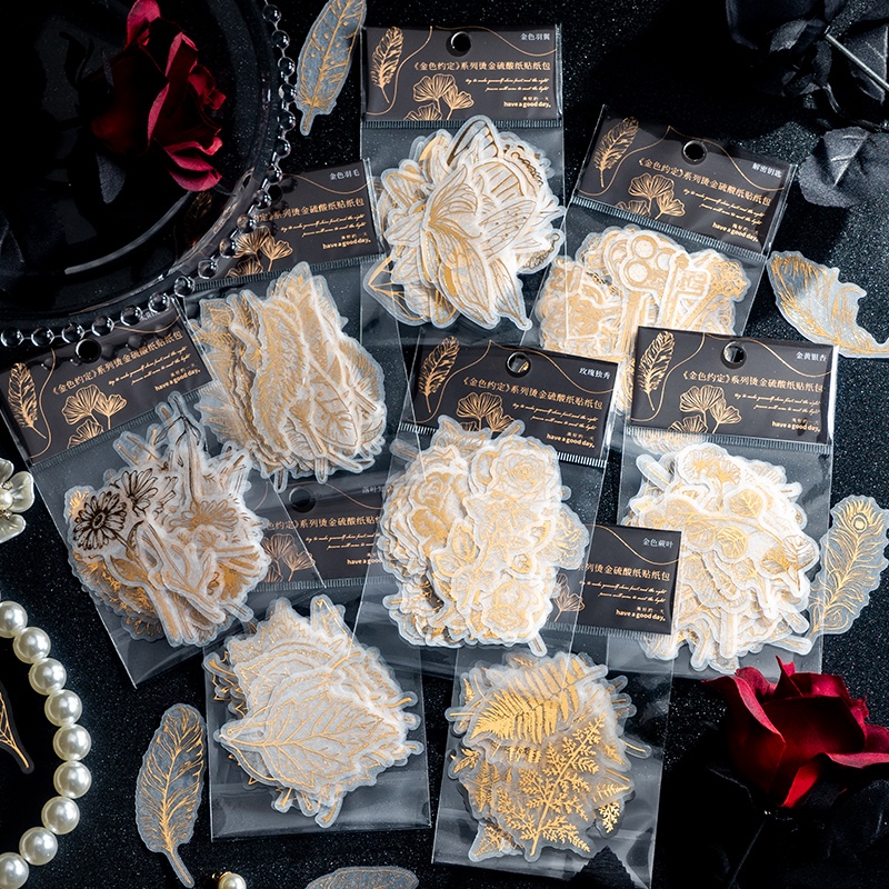 Bộ 40 Miếng Dán Mạ Vàng Dùng Trang Trí Sổ Tay diy