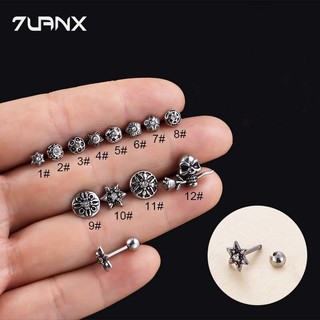 7uanX 1 Khuyên Tai Hình Đầu Lâu Bằng Thép Không Gỉ (16 Khuyên)