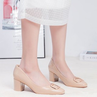 Giày cao gót 6p mũi vuông gắn khóa H062