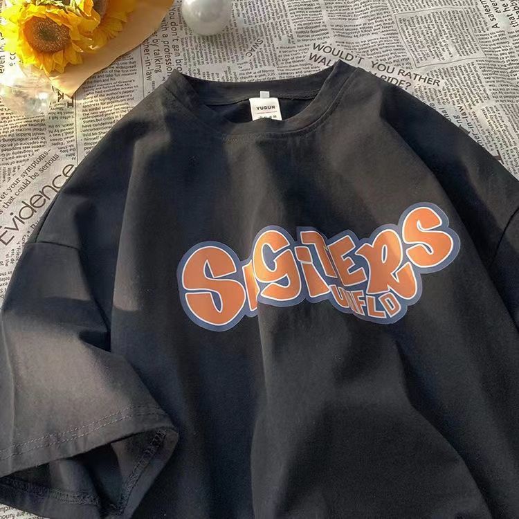 COZOK Áo Thun Tay Ngắn Cổ Tròn Dáng Rộng In Chữ Cỡ Lớn Phong Cách Hàn Quốc Trẻ Trung