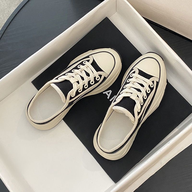 Dép Bít Mũi Vải Canvas Đế Dày Tăng Chiều Cao Thời Trang Mùa Hè Hàng Mới 2023 SH3782