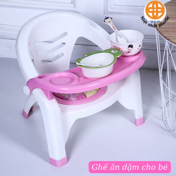 Ghế ăn dặm cho bé có lót nệm êm mông, Phụ kiện tháo lắp dễ dàng - Có còi chíp chíp giúp bé thích thú khi ăn