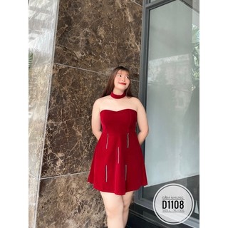 BIGSIZE Đầm nhung cúp ngực D1108