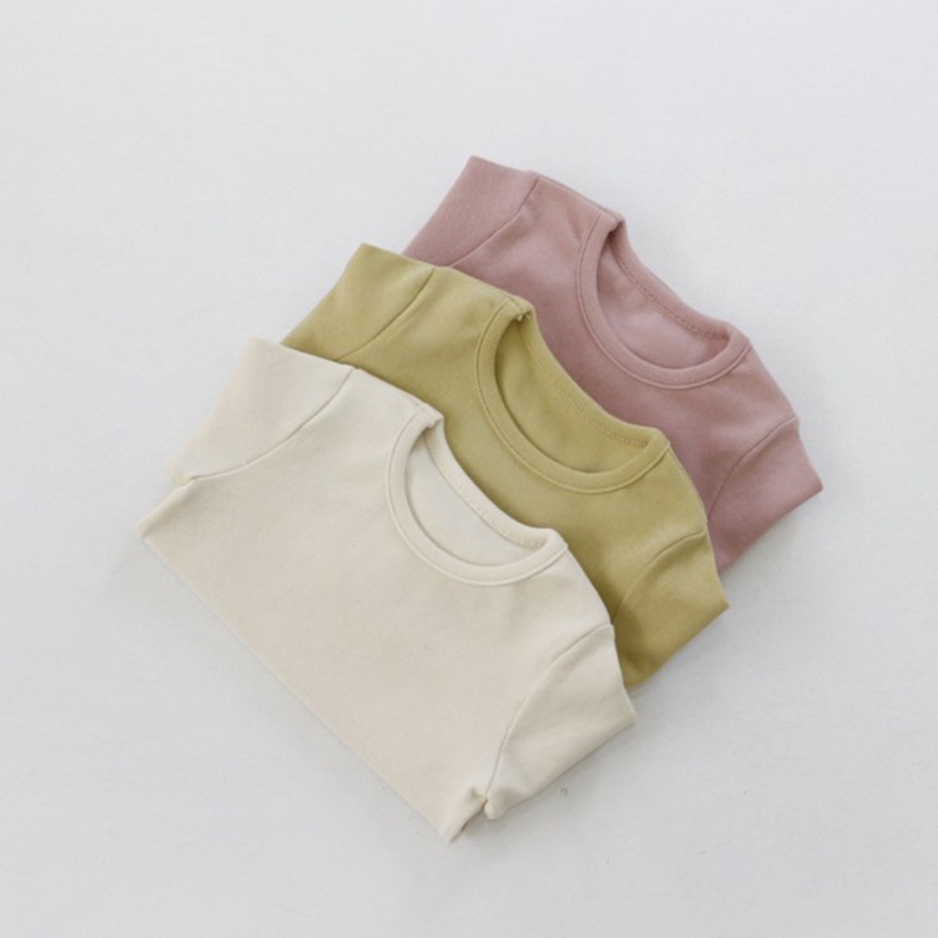 Áo Thun Tay Dài Màu Sắc Đơn Giản Thời Trang Xuân Thu Cho Bé