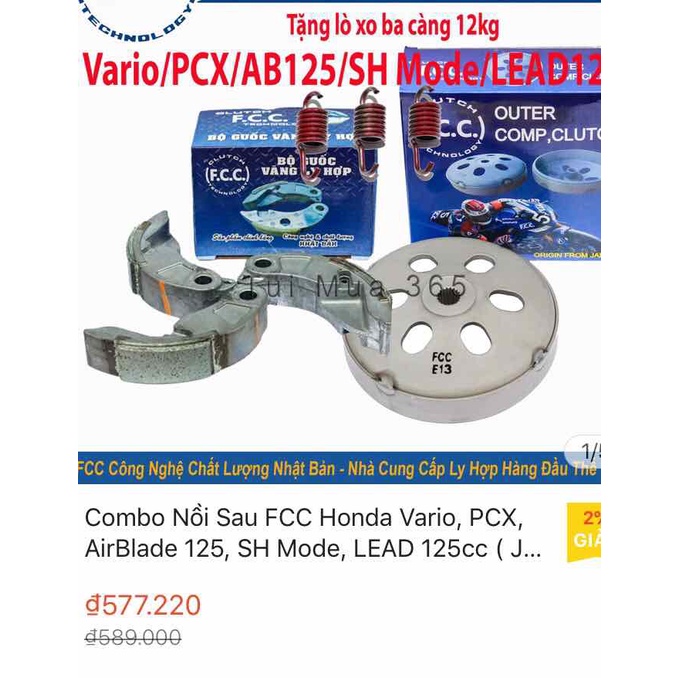 Bộ nồi sau Honda air blade lead sh chính hãng fcc