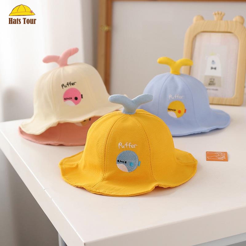 Mũ Tai Bèo Chống Nắng In Hình Cá Hoạt Hình Cho Bé 6-24 Tháng Tuổi