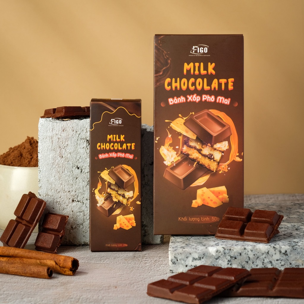 Hộp quà tặng màu trắng mix 5 vị 20g Chocolate Socola siêu ngon FIGO + nơ + thiệp