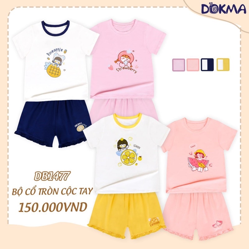 Bộ cộc tay bé gái Dokma (2-6y) DB1477 2023
