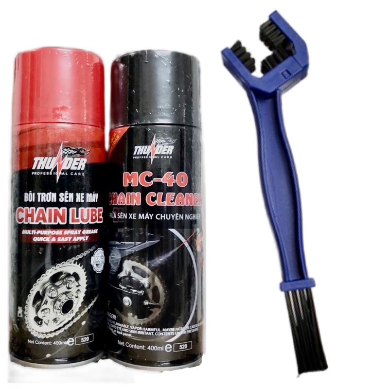 [Tặng bàn chải] Bộ vệ sinh và dưỡng sên xe Thunder 400ml
