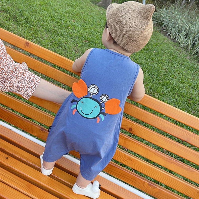 Bộ Áo Liền Quần Sát Nách Bằng Vải Cotton Mỏng Thời Trang Mùa Hè Cho Bé Sơ Sinh 0-2 Tuổi